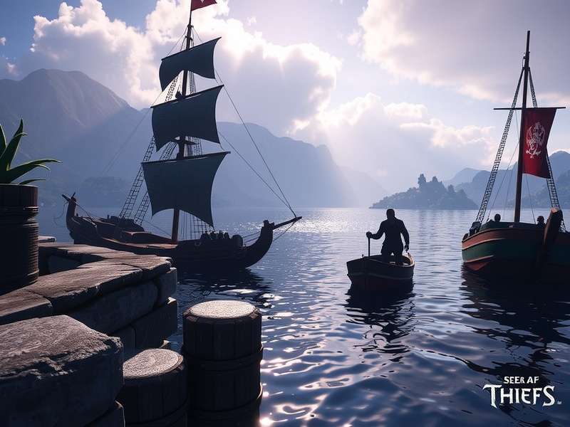 Sea of Thieves PlayStation 5 gameplay screenshot showing a pirate ship on stormy seas