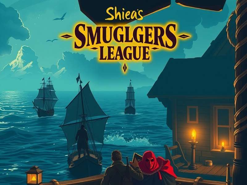 Pirate ship sailing at sunset in Sea of Thieves