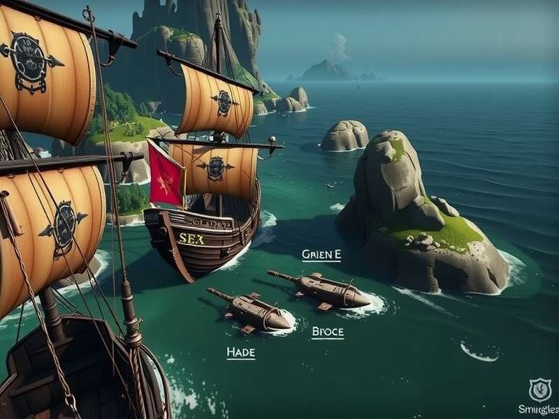 Detailed annotated map of Smugglers Bay showing hidden cave entrances and patrol routes