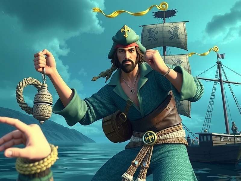 A pirate crew unloading contraband crates at a hidden outpost under the moonlight in Sea of Thieves