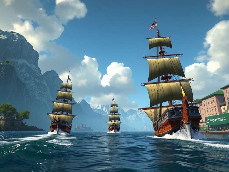 Sea of Thieves ship sailing through stormy waters with crew working together