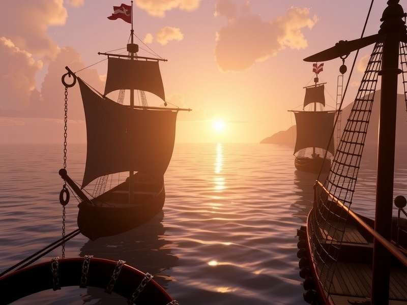 A dramatic scene of a pirate ship in battle on a stormy sea, cannons firing.