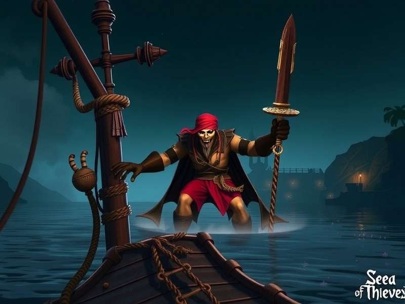 Massive dark tentacles of the Sea of Thieves Kraken rising from the inky black water around a pirate ship.