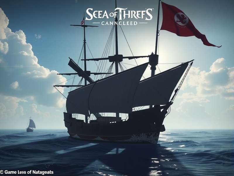 A majestic pirate ship sailing at sunset in Sea of Thieves