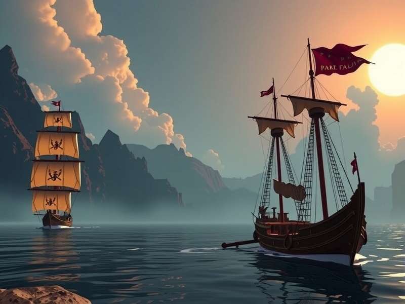 A dramatic view of Plunder Valley's rocky spires and hidden coves in Sea of Thieves