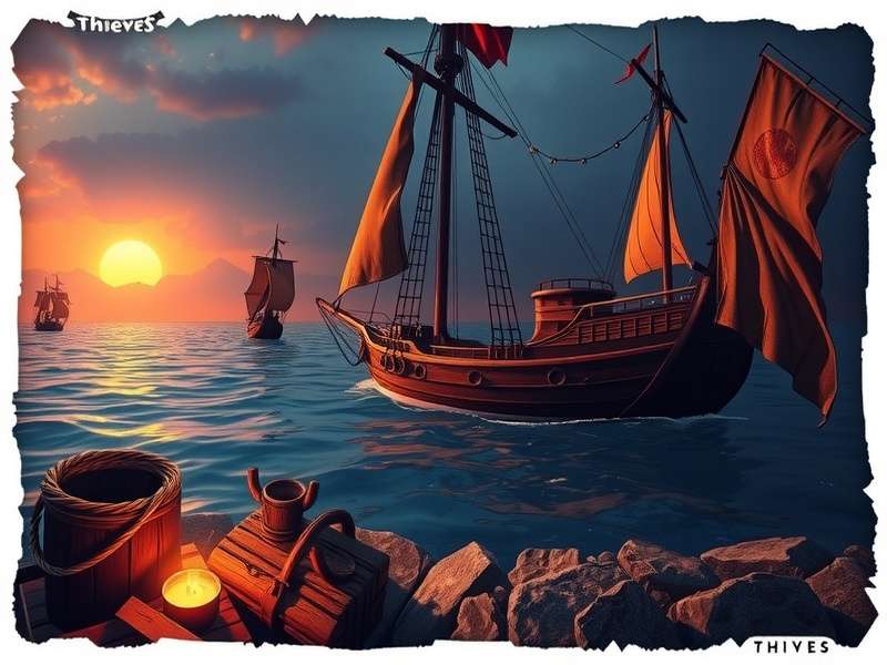 Aerial view of Sea of Thieves Smugglers Bay island showing the central lagoon and sandy beaches