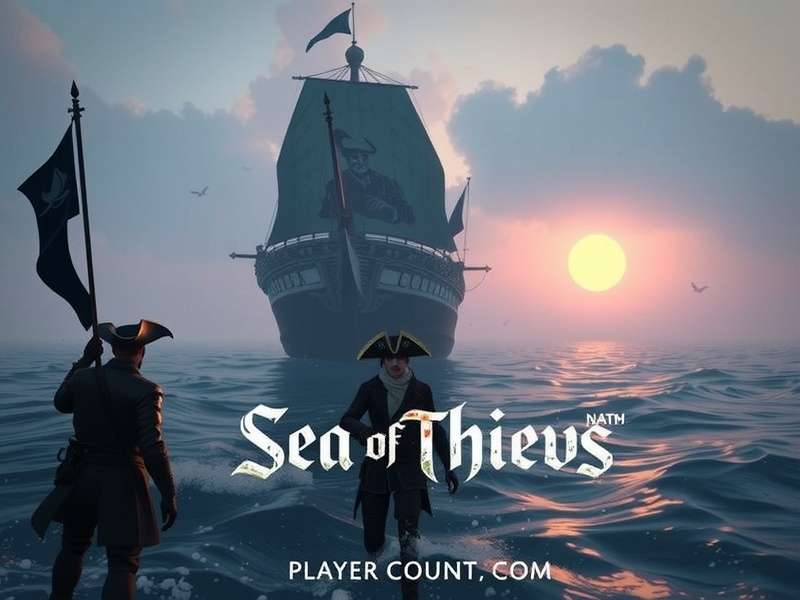 A bustling fleet of player ships in Sea of Thieves, illustrating an active server