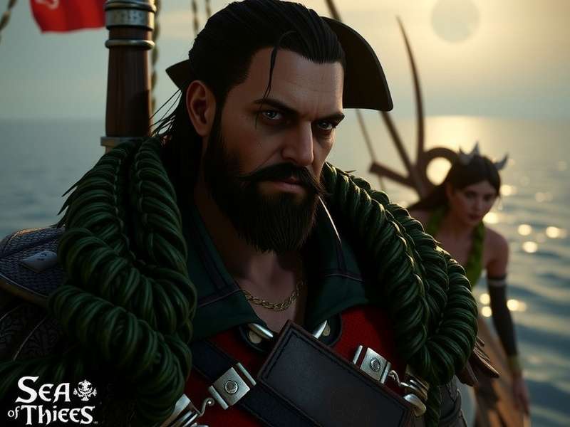 Saturnbeard commanding a ship in Sea of Thieves on PS5