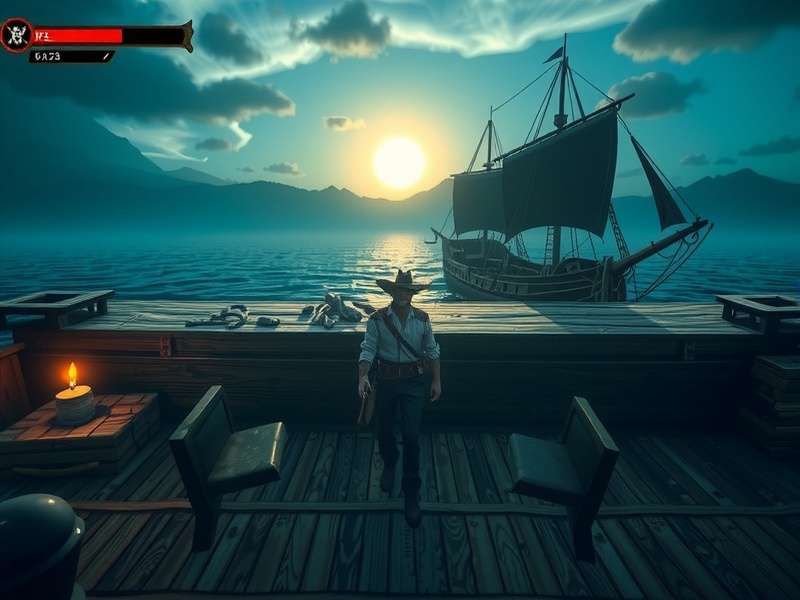 A majestic galleon sailing into the sunset in Sea of Thieves