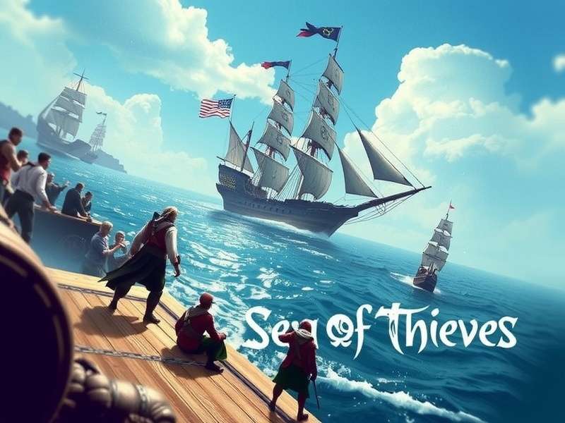 A bustling outpost in Sea of Thieves with pirate vendors