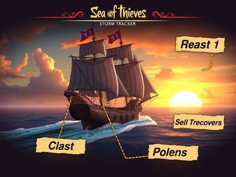 A galleon battling a fierce storm in Sea of Thieves