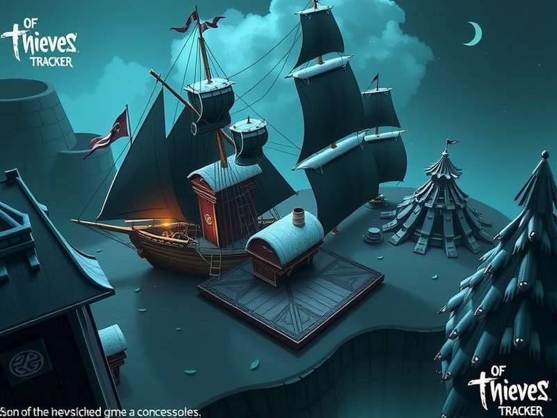 A brave pirate ship navigating a massive thunderstorm in Sea of Thieves, with lightning illuminating the dark clouds.