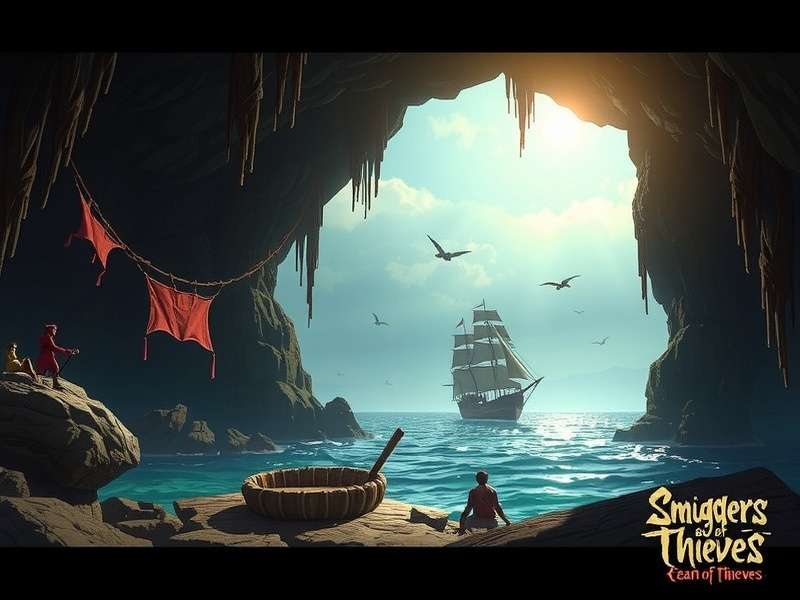 Detailed map showing the entrance to Smugglers Cavern on Kraken's Fall island