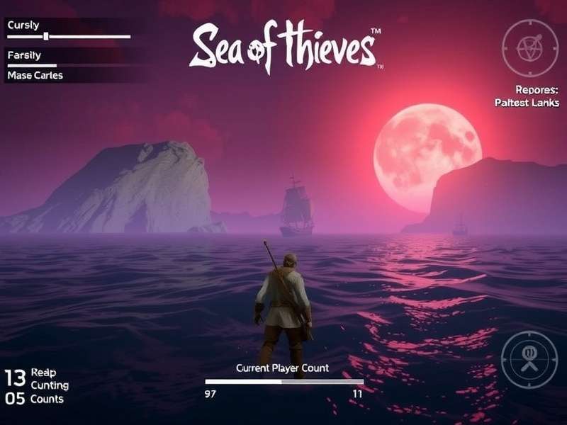 A vibrant scene of multiple pirate ships battling on a stormy sea in Sea of Thieves