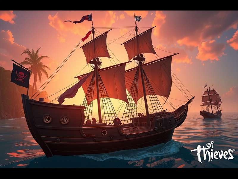 Sea of Thieves Twitch streamer setup with dual monitors and pirate decorations