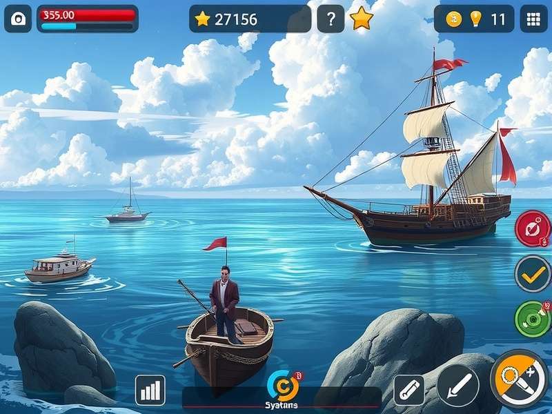 A majestic galleon sails into a fiery sunset on the Sea of Thieves, with storm clouds gathering.