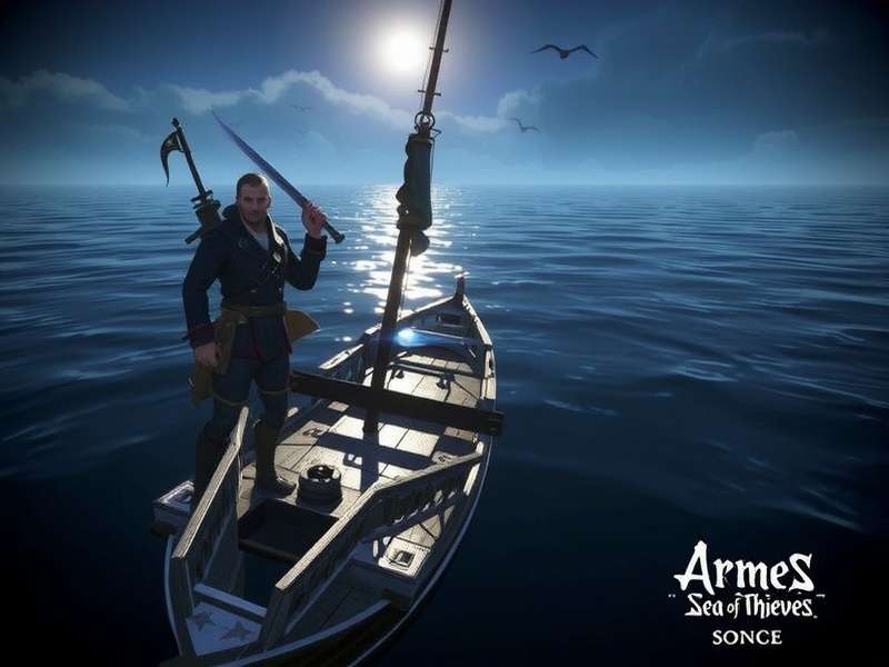 A pirate holding a Flintlock pistol and Cutlass in Sea of Thieves