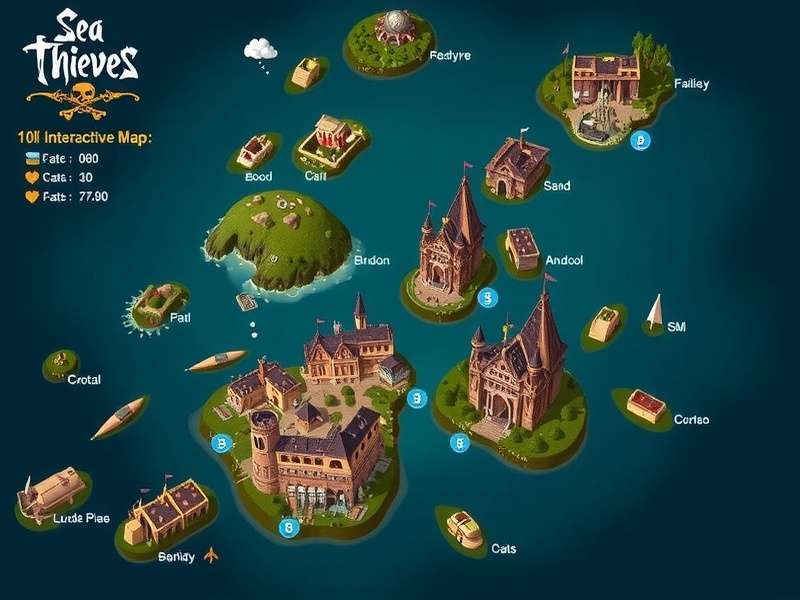 Sea of Thieves Interactive Map showing islands and trade routes