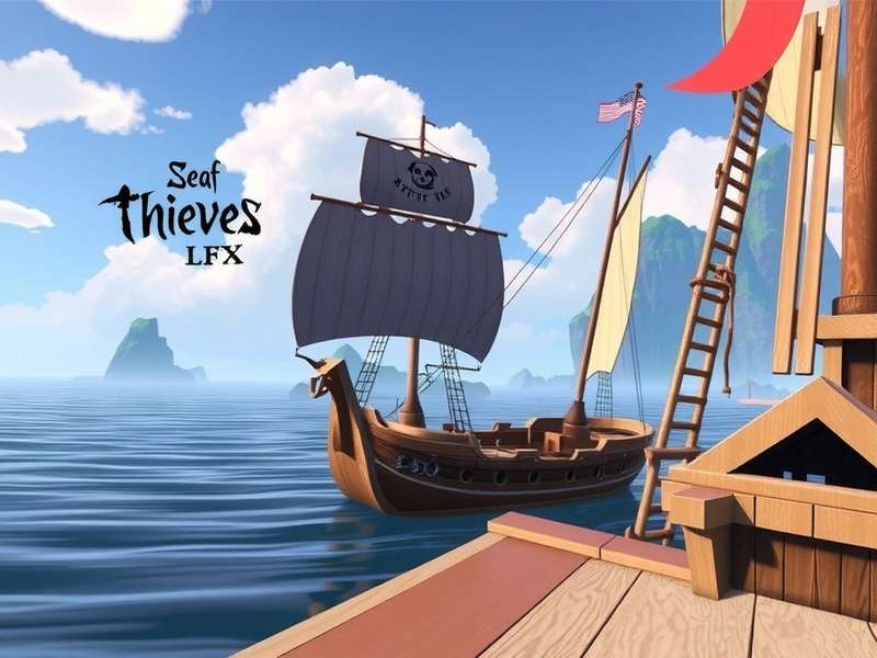 Sea Of Thieves PC gameplay screenshot showing a galleon sailing through a golden sunset storm with island silhouettes.