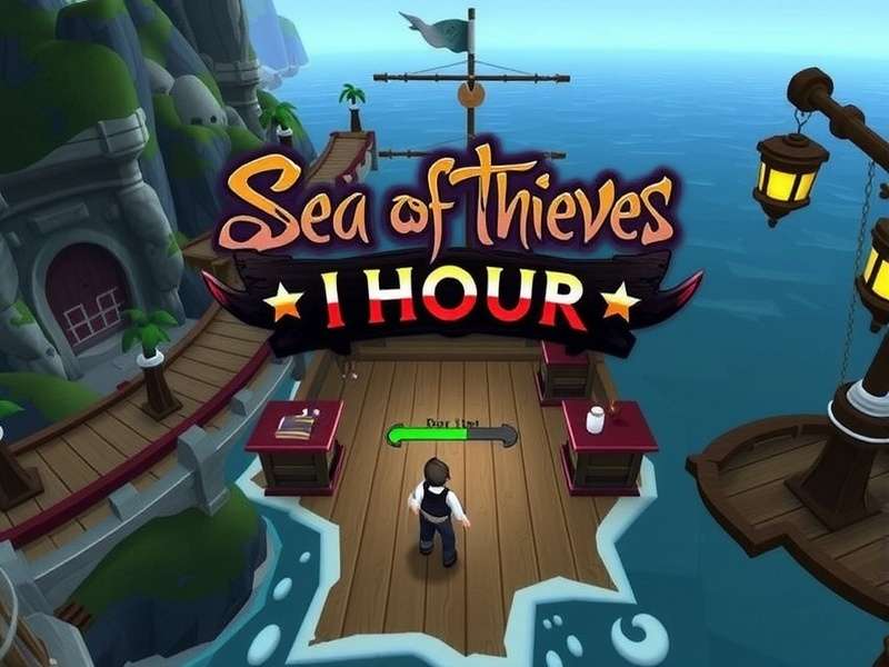 Sea Of Thieves Song 1 Hour – A pirate ship sailing into the sunset with musical notes floating above the waves