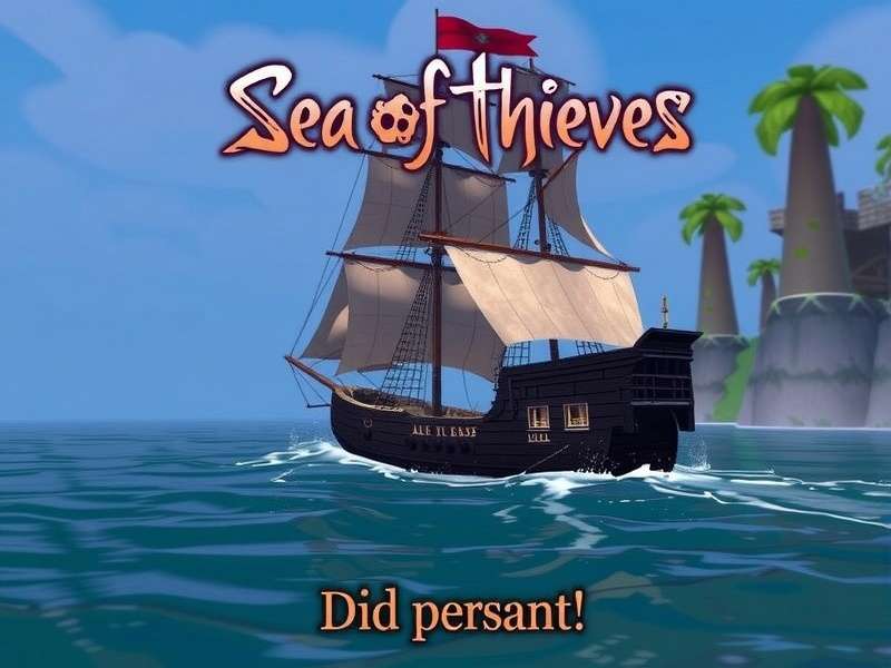 Sea of Thieves PC gameplay screenshot with pirate ship and sunset horizon